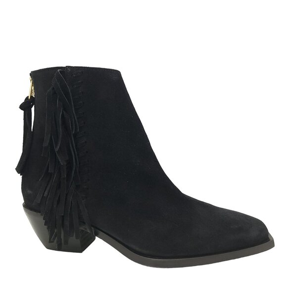 NEW ALLSAINTS Layla Ankle Boots Womens 9 Fringe Cowgirl Suede Country Western - Picture 1 of 10